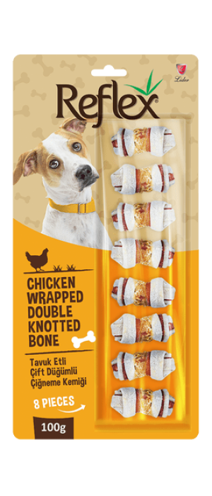 REFLEX TAVUK ETLİ ÇİFT DÜGÜMLÜ KEMİK 100 GR REFLEX TAVUK ETLİ ÇİFT DÜGÜMLÜ KEMİK 100 GR